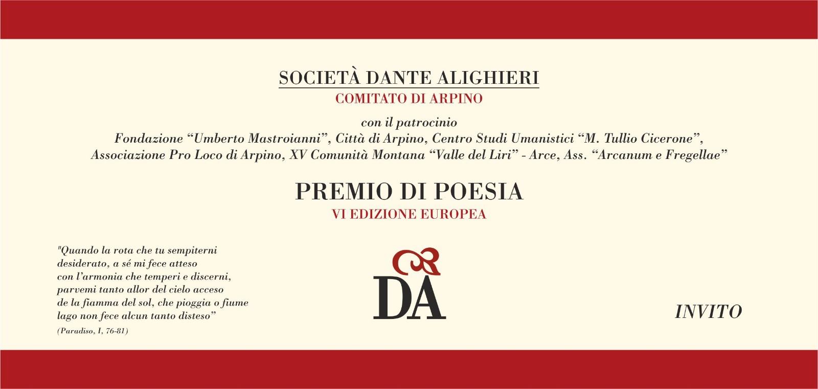 Comunicazione 115 Partecipazione cerimonia concorso poesia Arpino